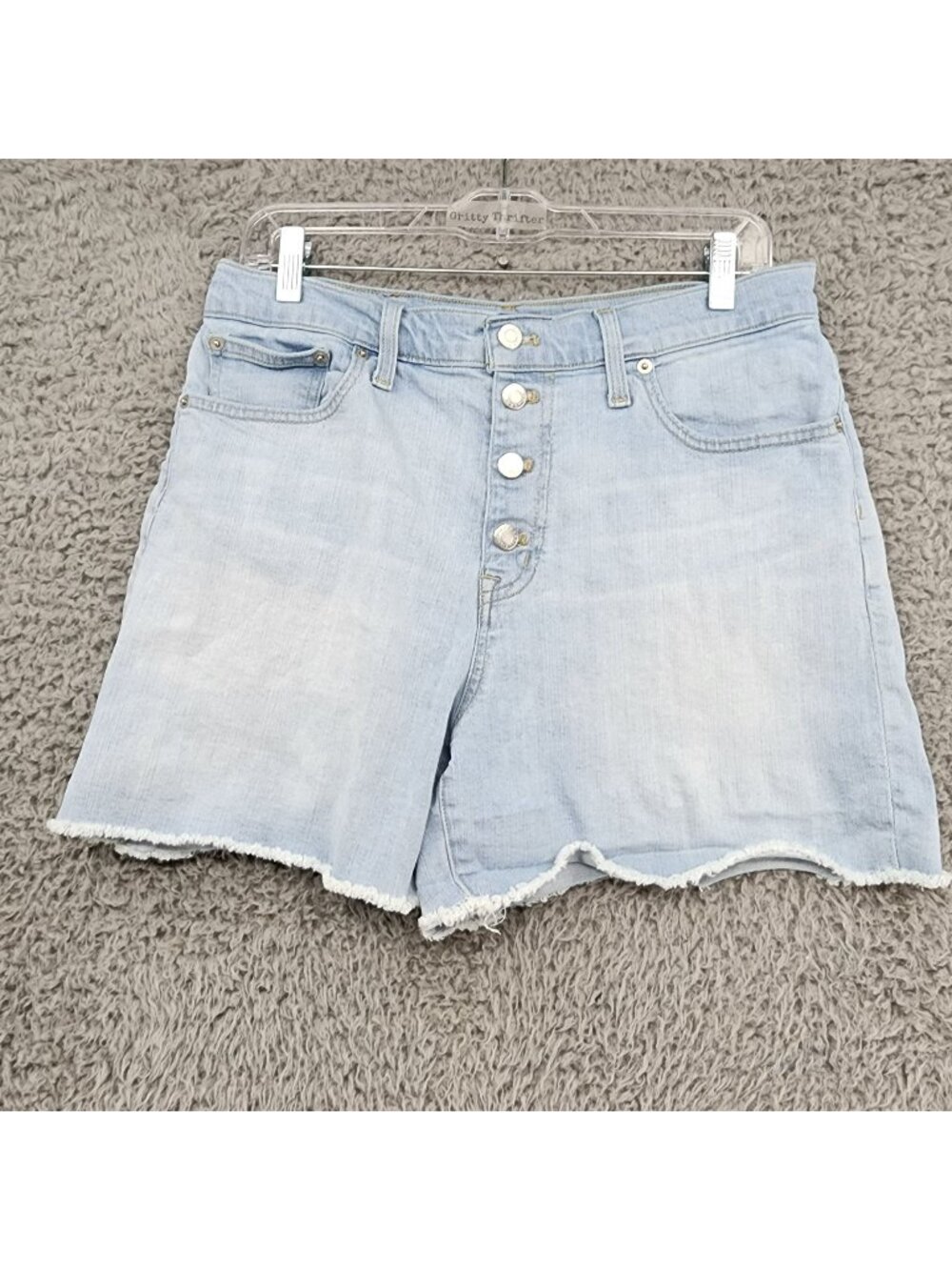 J. Crew Shorts Womens 29 Blue Button Fly Stretch Denim Cut Off Jorts